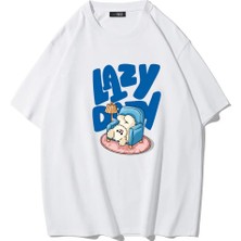 Brz Collection Unisex Oversize Lazy Day T-Shirt Beyaz