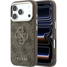 iPhone 18 Pro Uyumlu Kılıf Guess Orjinal Lisanslı 4g Büyük Resin Logolu Pu Kapak Kahverengi