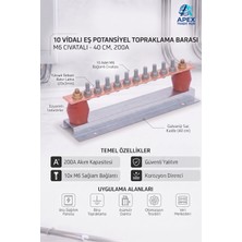 Sutem 10 Vidalı Izolatörlü Eş Potansiyel Topraklama Barası (200A - 40CM) - 1 Adet