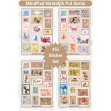 MindPad Studio Nostaljik Pul Temalı Sticker Seti – 8X12 cm Dekoratif Posta Pulu Formunda Ajanda, Defter ve Bullet Journal Süsleme Etiketleri