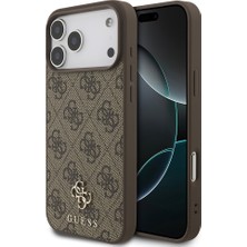 iPhone 18 Pro Max Kılıf Guess Orjinal Lisanslı M-Safe Özellikli Small 4g Classic Kapak Kahverengi