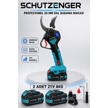 SCHUTZENGER Dijital Göstergeli Dal Budama Bağ Makası 2 Adet 10 Pilli Batarya 50MM Bıçak Ağzı Kömürsüz Motor MAVİ-600