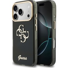 iPhone 18 Pro Uyumlu Kılıf Guess Orjinal Lisanslı Yazı ve 4g Büyük Metal Logolu Silikon Kapak Siyah