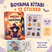Tişört Kodu Ürkütücü ve Sevimli Cadılar Bayramı Boyama Kitabı ve 12’li Kâğıt Sticker Seti