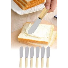 St. Morritz 6'lı Ahşap Saplı Kahvaltı Bıçağı Paslanmaz Çelik Yağ Sos Reçel Sürme Bıçağı 10,2 cm
