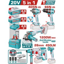 Total Avantaj 5 Li Set - D.matkap, Taşlama, Kırıcı Delici, Somun Sökme, Işık TCKLI20595E