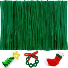 St. Morritz Koyu Yeşil Renkli Şönil, 50 Adet Eğitici Şönil Seti, Tüylü Tel, 30 Cm, Peluş Tel