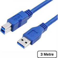 Lunatic 7347 USB 3.0 To Type B Erkek Yazıcı Kablosu 5gbps Printer Ara Data Kablo 3m