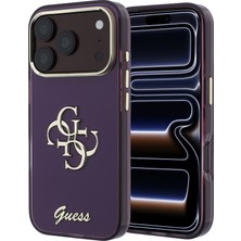 iPhone 18 Pro Uyumlu Kılıf Guess Orjinal Lisanslı Yazı ve 4g Büyük Metal Logolu Silikon Kapak Bordo