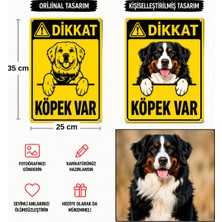 Reklam ADS Dikkat Köpek Var Levhası,  25X35, 20X30 (A4), 30X42 (A3) cm Boyut Seçeneklerinde Dekota Kişiselleştirilebilir Levha + Yapışkan Bant