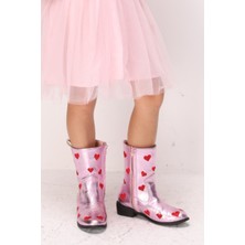 Le Mabelle Kırmızı  Kalp Nakışlı Kız Çocuk Pembe Kovboy Bot