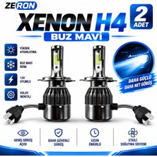 Zeron Xenon H4 Buz Mavi LED Far Ampulü 12V - 2 Adet Yüksek Aydınlatma Kolay Montaj