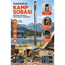Realx Portatif Kuzineli Odun Kamp , Piknik , Outdoor Sobası Galvanizli ve Taşıma Çantalı  42X25X220 cm
