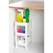 St. Morritz Rafty-73-1 Tekerlekli 3 Katlı Düzenleyici- Banyo Mutfak Organizer Raf - 35,5 x 22 x 48 Cm- Beyaz