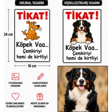 Reklam Ads 6 Adet Köpeğinizin Görseli ile Kişiselleştirilebilir Dikkat Köpek Var Sticker Levha, 16X24, 20X30 (A4), 30X42 (A3) cm Boyut Seçeneklerinde Folyo Baskı Sticker,
