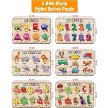 St. Morritz Hayvanlar-Araçlar-Şekiller-Rakamlar-Meyveler-Sebzeler Ahşap 6’lı Set, Eğitici-Öğretici Yapboz