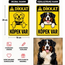 Reklam ADS 6 Adet Köpeğinizin Görseli ile Kişiselleştirilebilir Dikkat Köpek Var Sticker Levha, 16X24, 20X30 (A4), 30X42 (A3) cm Boyut Seçeneklerinde Folyo Baskı Sticker