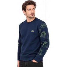 Lacoste Bisiklet Yaka Grafik Regular Fit Lacivert Sweatshirt
