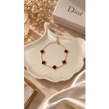 Yeline Aksesuar Ruby Clover Yonca Gold Bileklik