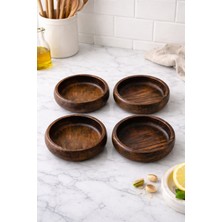 CH woodline Ceviz Ağacı Çerezlik Kase Seti 4 Adet 12 cm – El Yapımı Doğal Ahşap Kase, Masif Ceviz, Kahvaltılık ve Sunumluk Kase Set