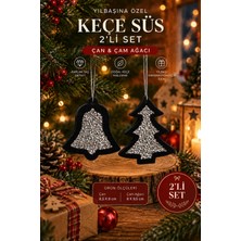 Taşteks Taşlı Keçe Yılbaşı Süsü 2’li Set (Çan & Çam Ağacı) – Çift Taraflı | 4 Renk Seçenekli |