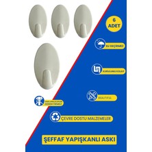 St. Morritz 6 Adet Oval Yapışkanlı Banyo Askısı Havlu, Bornoz Askısı Çok Amaçlı Güçlü Yapışkanlı Askı