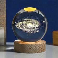 St. Morritz Samanyolu Galaksi Toz Bulutu Ahşap Standlı Nebula Galaxy LED Işıklı Cam Ay Küre