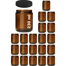 St. Morritz 230 ml Cam Kavanoz Amber Mumluk 230 cc Metal Siyah Kapaklı Mum Kavanozu Kahverengi 20 Adet