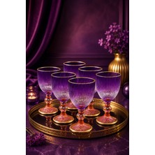 St. Morritz 6 Lı Cam Renkli Yaldızlı Kahve Yanı Su Bardağı Kadeh Kupa Bardak 75ML
