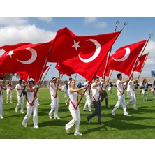 Bayrakal Tören Türk Bayrağı, Ahşap Direk Ve Hamail Seti