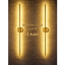 GemereHome Modern Dekoratif LED Duvar Aplik 70 cm Eskitme Gold 2 Adet (Pil Dahil)