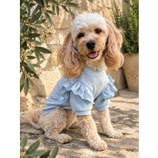 Maia Studio Baby Blue Fırfırlı Pamuklu Mavi Köpek Sweatshirt