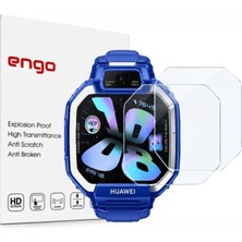 Engo Huawei Watch Kids X1 İle Uyumlu Ekran Koruyucu Nano Parlak Çizilmeye Dayanıklı Akıllı Saat Koruması, 9H Kırılmaz Esnek Cam, Hd Şeffaf 2 Adet