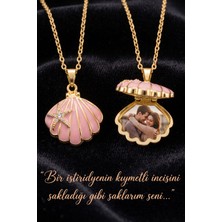 Takı Dükkanı Oyster Locket Kolye Deniz Kabuğu Kapaklı Açılabilir Anı Kolyesi Paslanmaz Çelik ECK76