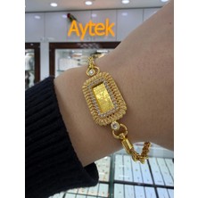 24 Ayar Gram Altınlı Külçe Pullu Bileklik