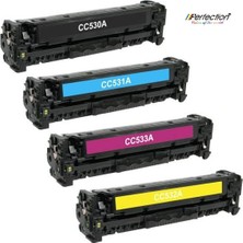 Perfection Hp Uyumlu CC530A CC531A CC532A CC533A Sıfır Renkli Muadil Toner Takım 4 Adet