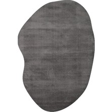Saraz Halı Abstract Puffy Peluş Halı Organik Form Kaymaz Taban Makinede Yıkanabilir Toz Vermez Modern Halı - Antrasit