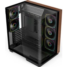 Fazeon F25 850W 80+ Bronze Full Modullar Gen5 Argb 5X120MM Fanlı Atx Wooden Siyah Gamıng Kasa