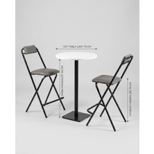Çağlar Metal Bistro Masa Sandalye Seti 70 cm Tabla 107 cm Kokteyl Masası Kafe Balkon Seti