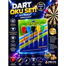TAN EXPRESS 5'li 2 Set Dart Oku Seti 8g Çelik Uç Pirinç Gövde Renkli Kanat 11 cm Uzunluk