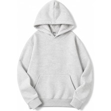 Brz Collection Açık Gri Unisex Oversize Basic Hoodie Açık Gri