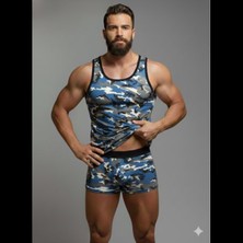 Beruflic Erkek Kamuflaj Tank Top Boxer Iç Çamaşır Takımı Under Moda