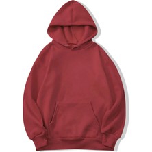 Brz Collection Unisex Oversize Basic Hoodie Kiremit Kırmızı