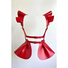 Angels Passion Kırmızı Etek Parlak Deri Volanlı Korse Detaylı Etek - BRF1001 Under Moda