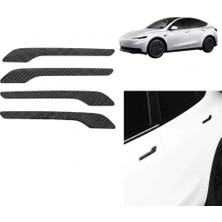 Nemere İthalat Tesla Model 3 Y Uyumlu Karbon Dış Kapı Kolu Koruyucu Kaplama Seti 4 Lü Siyah Nemere Ithalat