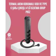 Nemere İthalat LED Anahtarlı Akım Korumalı Çoklu Priz 4 Priz 3 USB Girişli Nemere Ithalat