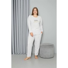 Çamaşır Kenti Moda Welsoft Polar Kadın Büyük Beden Pijama Takımı Ekru Beruflic