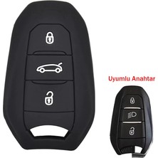 Nemere İthalat Peugeot 208 308 508 3008 5008 Uyumlu Silikon Oto Anahtar Kumanda Kabı Kılıf Siyah Nemere Ithalat