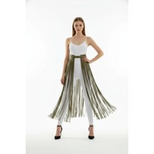 Angels Passion Haki Etek Uzun Püsküllü Yüksek Bel Etek - BRF1003 Under Moda