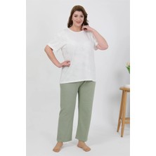 Çamaşır Kenti Moda Kadın Büyük Beden Kısa Kol Penye Pijama Takımı Beyaz Beruflic